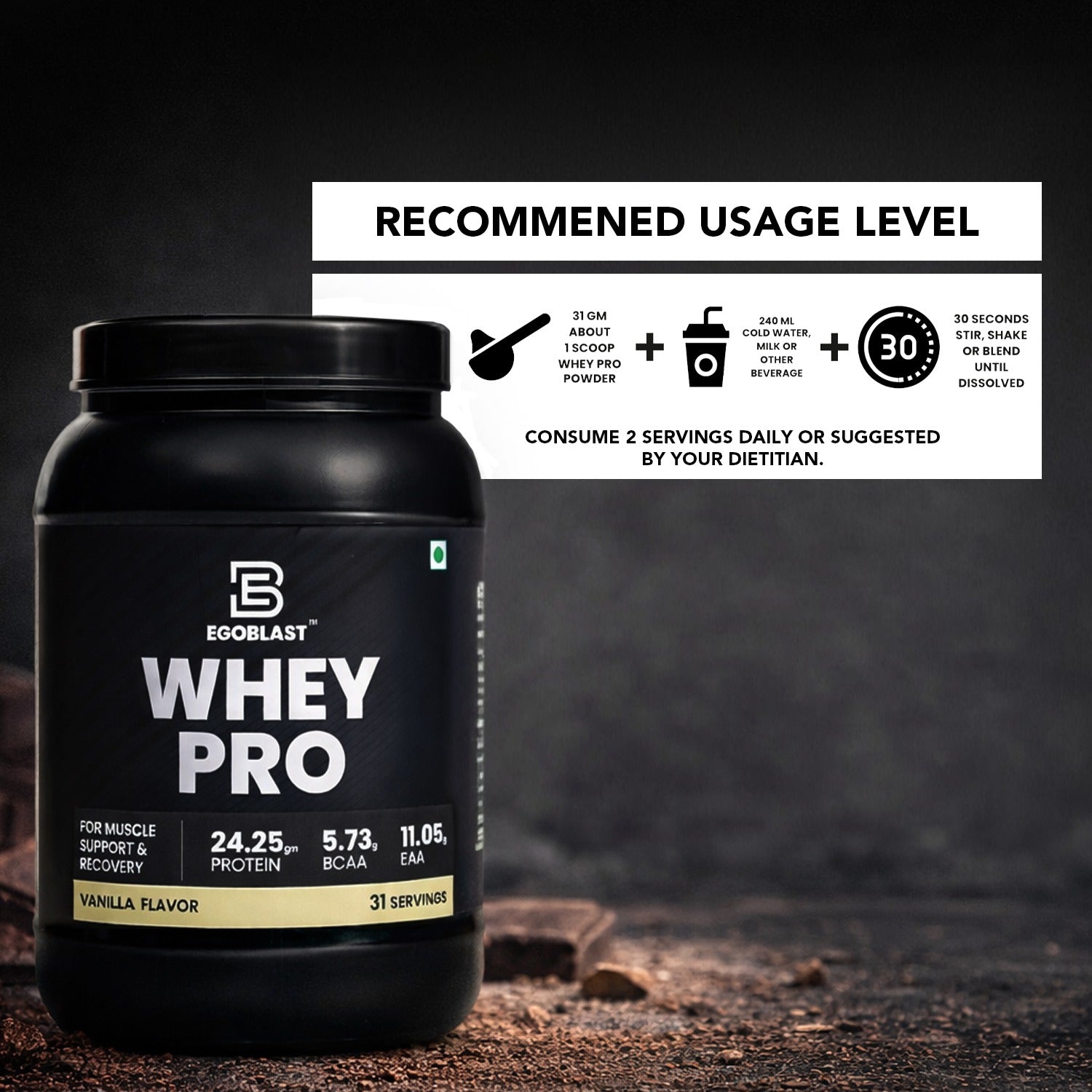 whey pro - vanilla flavor - 1Kg